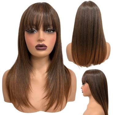 Imagem de Peruca lisa repicada com franja 45cm orgânica premium