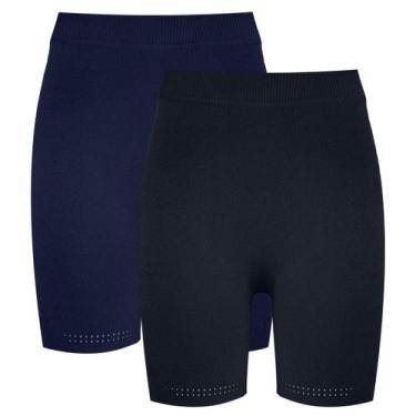 Imagem de Kit 2 Bermuda Legging Feminina Academia Esportiva Trifil, Preto e mari