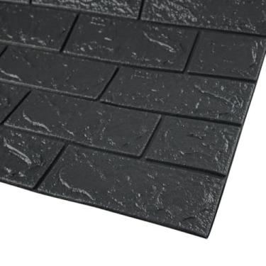 Imagem de Placa Decorativa 3D Preta 70 x 77 Estilo Tijolo