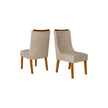 Imagem de Kit 2 Cadeiras Sala Jantar Jade 2 Un Freijó Linho Saara Bege