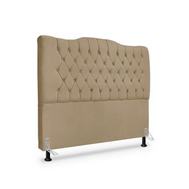Imagem de Cabeceira De Cama Box Casal 195 Cm Dunas - Veludo Bege Escuro