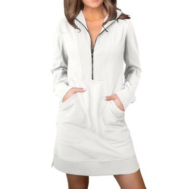 Imagem de Vestido de moletom AlvaQ Fall Fashion 2024 para mulheres branco XXL