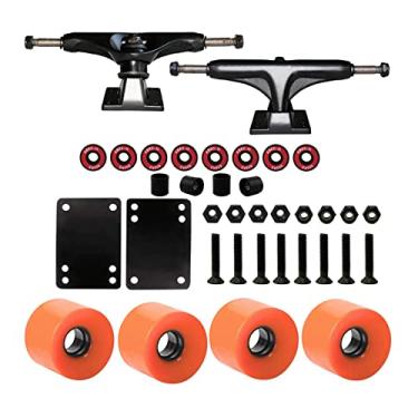 Imagem de Luzhengyang Conjunto de ferramentas de skate de caminhões e rolamentos ABEC-11 Kit de rolamentos de substituição de 12 cm para reparo de rolo de skate longboard - laranja
