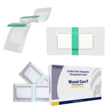 Imagem de Curativo Filme Transparente Pós-Operatório Estéril, 9x9cm, Kit com 10 Unidades