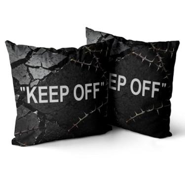 Imagem de Khxriypha Hypebeast Room Decor Keep Off Conjunto de 2 capas de almofada respiráveis quadradas para decoração de sofá de casa 45 × 45 cm Diablo Style-2