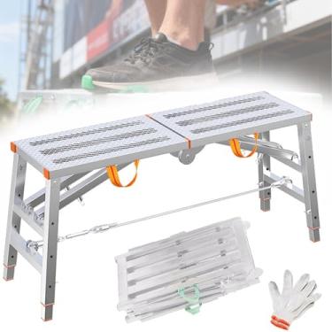 Imagem de Andaime DobráVel PortáTil com Suporte ReforçAdo,Altura AjustáVel, PéS Silenciosos e Rede Antiderrapante de Arame de AçO Para Trabalhos e DecoraçãO Ao Ar Livre 140 * 40 cm