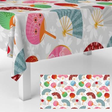 Imagem de Szivuzoy Toalhas de mesa dobráveis com leque retrô, elegância, tema tradicional, decoração comemoração de feliz aniversário, dia das mães, dia dos namorados, artigos para festa de casamento 134,6 x