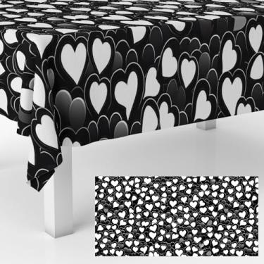 Imagem de Szivuzoy Toalhas de mesa com tema Black Heart, início dos anos 2000 e 90, decorações para celebração de feliz aniversário, dia das mães, dia dos namorados, festa de casamento, 134 x 274 cm