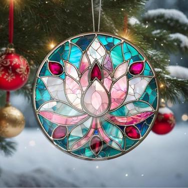 Imagem de Enfeites de Natal, flores de cristal, enfeites de árvore de Natal feitos à mão, decoração de carro e casa - presentes de Natal, decoração de artesanato em acrílico, ideias de troca de presentes para