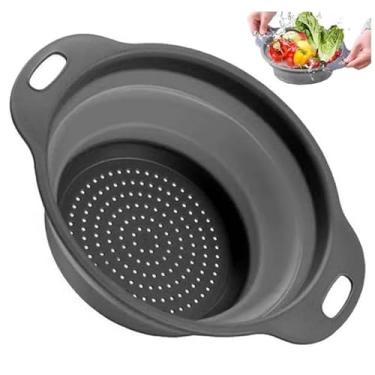 Imagem de Kit 02 Escorredores de Macarrão Arroz Salada Frutas Alimentos Retrátil Silicone