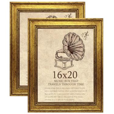 Imagem de TKYGU Porta-retrato de 40,6 x 50,8 cm com vidro verdadeiro, conjunto de 2 molduras vintage, molduras de estilo antigo para parede, moldura ornamentada para escritório ou decoração de casa, presente de