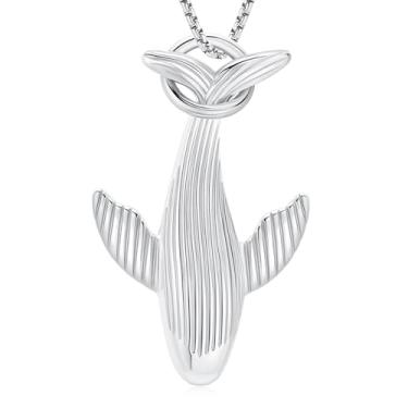 Imagem de Colar de urna de cremação de baleia para mulheres e homens, colar com pingente de cinzas de peixe do oceano e presente, one size, Aço inoxidável, Zircônia cúbica