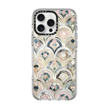 Imagem de CASETiFY Capa transparente para iPhone 16 Pro Max [não amarela/2 m. Proteção contra quedas de grau militar/compatível com Magsafe] - Azulejos de mármore Art Déco em pastel macio - Transparente