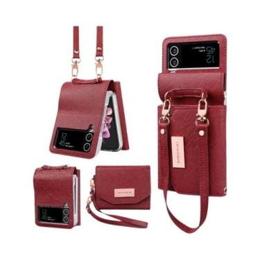 Imagem de Capa De Couro Para Samsung Galaxy Z Flip 4 3 5 6 7 Com Alça De Mão Da 