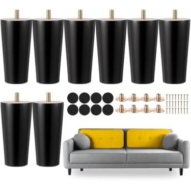 Imagem de Tobeelec Pacote com 8 unidades de móveis redondos sólidos pernas móveis móveis substituição cadeira pés cômoda sofá pernas mesa armário apoio pés DIY projetos para casa (preto)