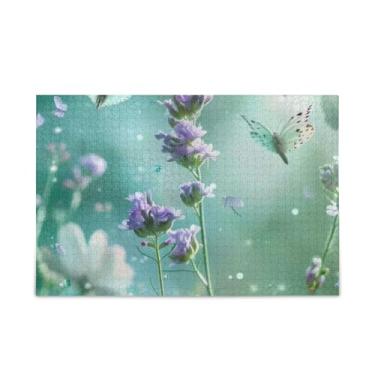 Imagem de WELLDAY Quebra-cabeça flores com borboletas 500 peças grande jogo de arte para adultos adolescentes