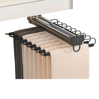 Imagem de Hhsdyl Varão Cabides Deslizante - Barra Roupeiro Ajustável, Varão Extensível com 2 Trilhos Deslizantes para Armário,Black,41cm