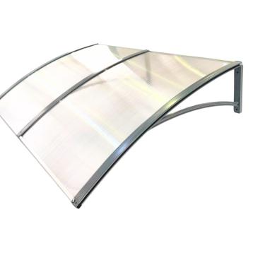 Imagem de Toldo Policarbonato 100x70 cm Modular Cobertura Proteção Portas e Janelas, Ideal para Portas e Janelas(Cinza c/Translucido)