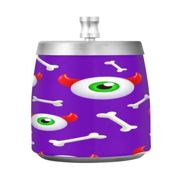 Imagem de Qilmy Cinzeiro de aço inoxidável com tampa - Cinzeiro de cigarro à prova de vento sem cheiro sem fumaça para casa, escritório, carro, pátio, varanda (uso interno e externo)