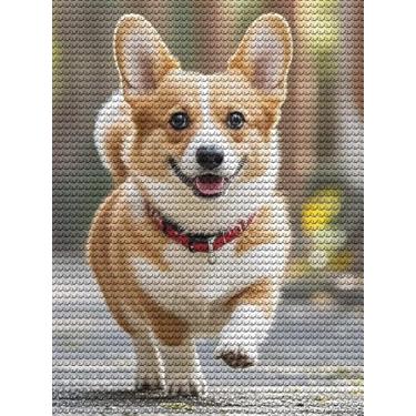 Imagem de UPABLUNSO Kits de parede Corgi Corgi Diamond Art Round Full Drill Diamond Dots Paintings Picture Gem Art Craft para banheiro sala de estar quarto decoração presentes 30,5 x 40,6 cm