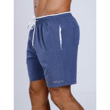 Imagem de Bermuda Ocean Bravo Azul Jeans com Branco-Masculino