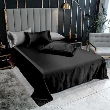 Imagem de Lençol Superior Casal Queen Com 2 Fronhas Cetim Seda Brilho - Confecçõ