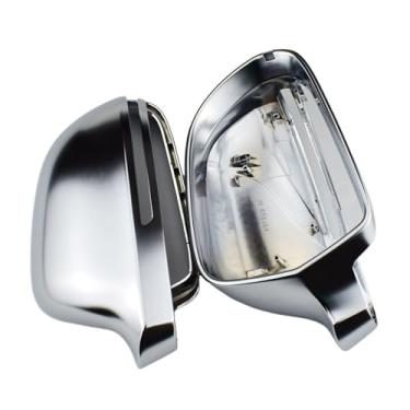 Imagem de Capas de espelho retrovisor cromadas foscas, compatíveis com Audi A4 B8, A6 C6, A5 8T, Q3 e A3 8P.