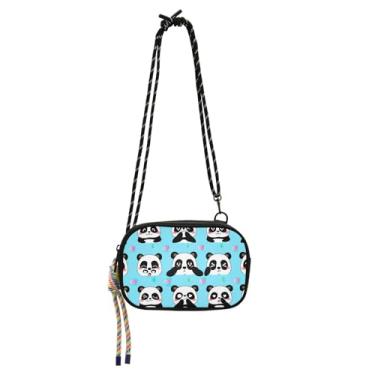 Imagem de ODAWA Mini bolsa lateral para meninas adolescentes com desenho animado fofo Pandas azul claro com alça de corda ajustável, bolsa transversal masculina, Pandas de desenho fofo azul claro, One Size
