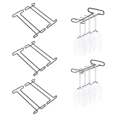 Imagem de GOMAKERER 6 conjuntos de suporte de vinho sob o armário, 10 x 26 x 3 cm suporte de copo de vinho sob o armário para prateleira, cozinha e organização de bar