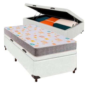 Imagem de Conjunto Cama Box Bau Branco Solteiro + Colchão D20 Inducol