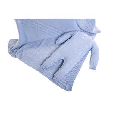 Imagem de Kit 2 Pçs Saída Maternidade Macacão M/L e Manta Trança Tricot Unissex 