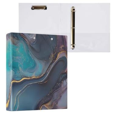 Imagem de Pasta de arquivo de fichário de mármore azul-petróleo para material escolar e de escritório, pacote com 2