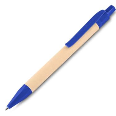 Imagem de Caneta Esferográfica de Papel Reciclado com Detalhes em PLA Biodegradável, Kit com 1 e 2 Unidades, Escrita Azul (Azul 1)