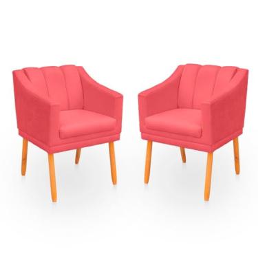 Imagem de Kit com 2 Cadeiras Poltrona para Sala Moderna e Confortável Mila Suede (Rosa)