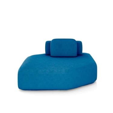 Imagem de Sofá Ilha Dakota Chaise 168cm Modulado Encosto Almofada Solta Veludo Azul G33 - Gran Belo