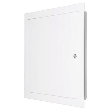 Imagem de PATIKIL Painel de acesso para drywall 33 x 33 cm, moldura de alumínio, portas de acesso de encanamento com trava de came para teto de parede, branco