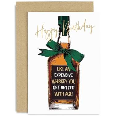 Imagem de Cartões de aniversário masculinos engraçados - Cartão de aniversário Whiskey "Get Better With Age" para pai - Cartões de aniversário humorísticos para homens - Cartão de piada de velhice para marido,