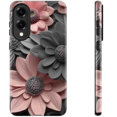 Imagem de DEENAKIN Capa fofa para Samsung Galaxy S25 Edge - Compatível com carregamento sem fio - Silicone macio de camada dupla + capa rígida - Design elegante de flores silvestres - Capa de telefone chique
