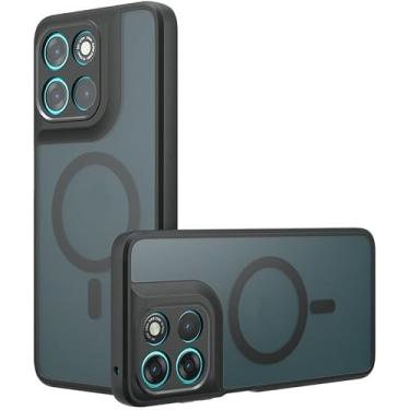 Imagem de Guizzcg Capa magnética para Moto G67 Power 5G [compatível com acessórios Magsafe] Capa protetora à prova de choque traseira fosca translúcida, preta fosca