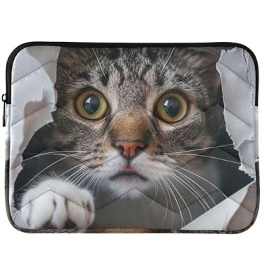 Imagem de Capas fofas de gato malhado para laptop para Macbook Pro manga de 14 polegadas acessórios de computador capa universal para notebook 13-14 polegadas