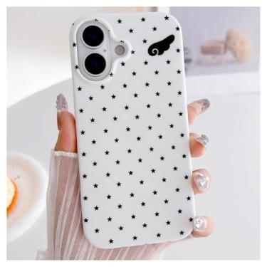 Imagem de Weonmov Capa para iPhone 16, linda estampa de asas de anjo, capa rígida de proteção à prova de choque para mulheres meninas homens 6,1 polegadas - branca
