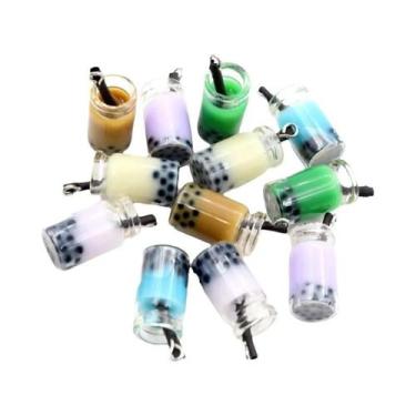 Imagem de Mini Pingentes De Garrafa De Resina De Vidro 10 Peças Para Sucos, Chá 