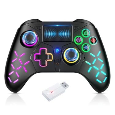 Imagem de Gamrombo LED Wireless Controller for PS5/PS5 Pro/PS5 Slim with 2.4G Adapter, Compatible with PS5/Windows, Dual Vibration Gamepad with Marco/Turbo Function
