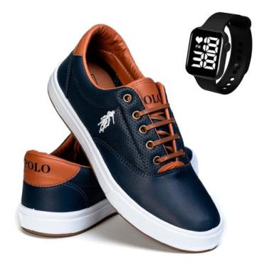 Imagem de Kit tênis masculino lançamento polo open confortavel casual elegante r