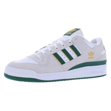 Imagem de adidas Originals Tênis unissex adulto Forum MID, Branco cristal/verde escuro/amarelo pré-amado, 10