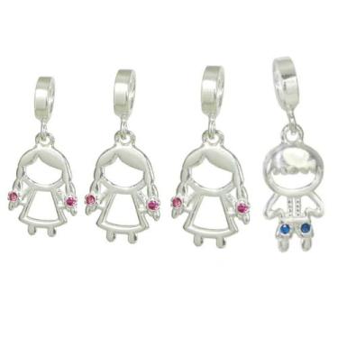 Imagem de 4 Berloque Pingente Prata Legitima Menino Menina Filha Filho - La&Ny P