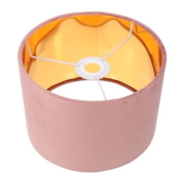 Imagem de Lurrose Abajur de linho natural, tecido de tambor raso, abajur de veludo para abajur de mesa, luminária de chão, decoração de quarto de hotel, 23,16 x 23,16 x 15,24 cm, rosa