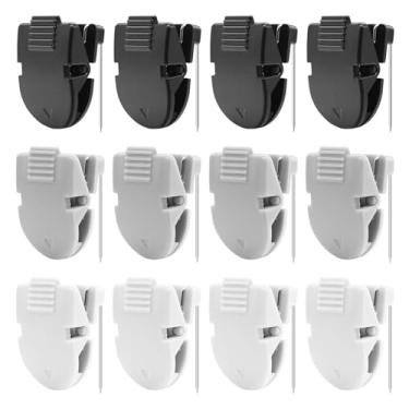 Imagem de CUTEABC Clipes de cubo para paredes, 12 peças de clipes de pino para quadro de avisos, clipes de cubo para quadro de pinos de tecido (preto/branco/cinza)