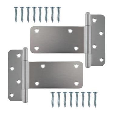 Imagem de Pubotlu Dobradiças de porta de galpão com alça em T, dobradiça em T resistente, dobradiças T-Gate, dobradiças de alça de portão, ferragens forjadas para cercas de madeira, porta de celeiro, portas de