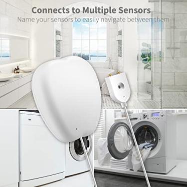 Imagem de CUOFYUNL Sensor de água Wi-Fi inteligente Detector de inundação e vazamento com cabo de 3 pés / 90 cm Notificação de APP e alerta de alarme Compatível com alarme de monitor de